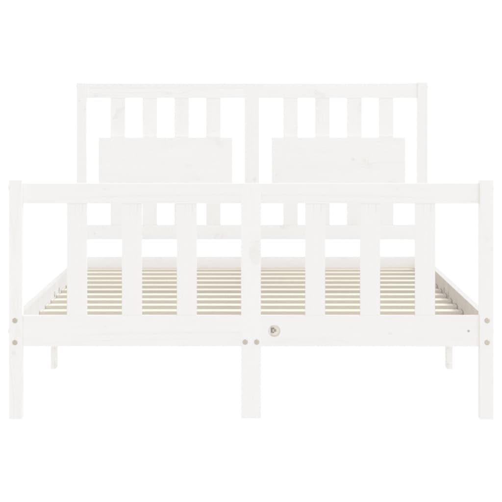 Estrutura de cama com cabeceira 140x190cm madeira maciça branco