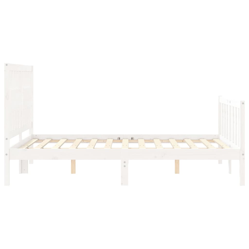 Estrutura de cama com cabeceira 140x190cm madeira maciça branco