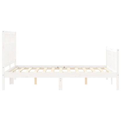 Estrutura de cama com cabeceira 140x190cm madeira maciça branco