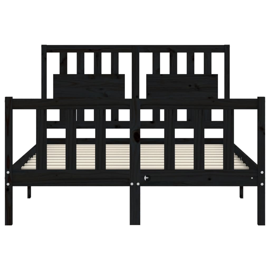 Estrutura de cama com cabeceira 140x190 cm madeira maciça preto