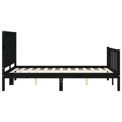 Estrutura de cama com cabeceira 140x190 cm madeira maciça preto