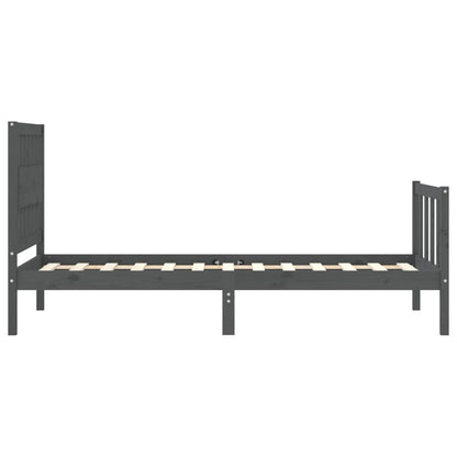 Estrutura de cama com cabeceira 90x200 cm madeira maciça cinza