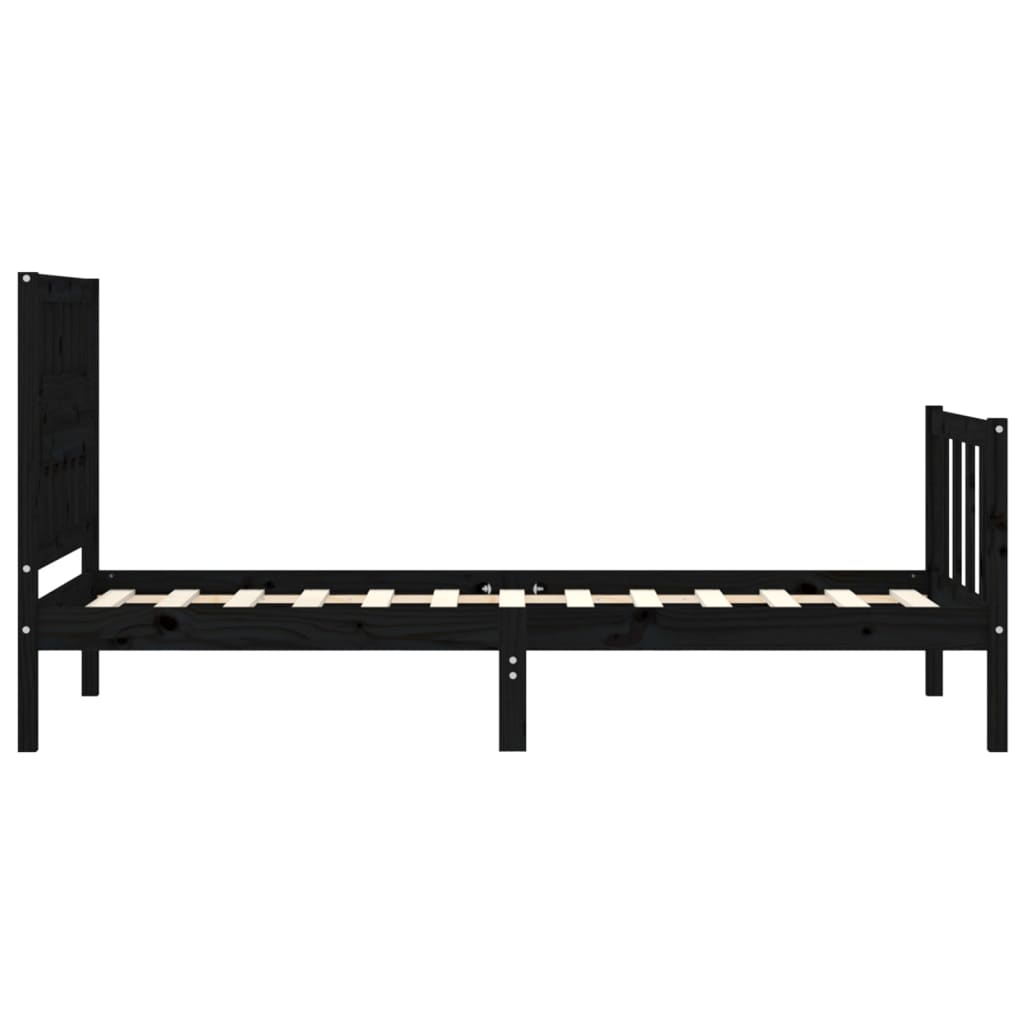 Estrutura de cama com cabeceira 90x200 cm madeira maciça preto