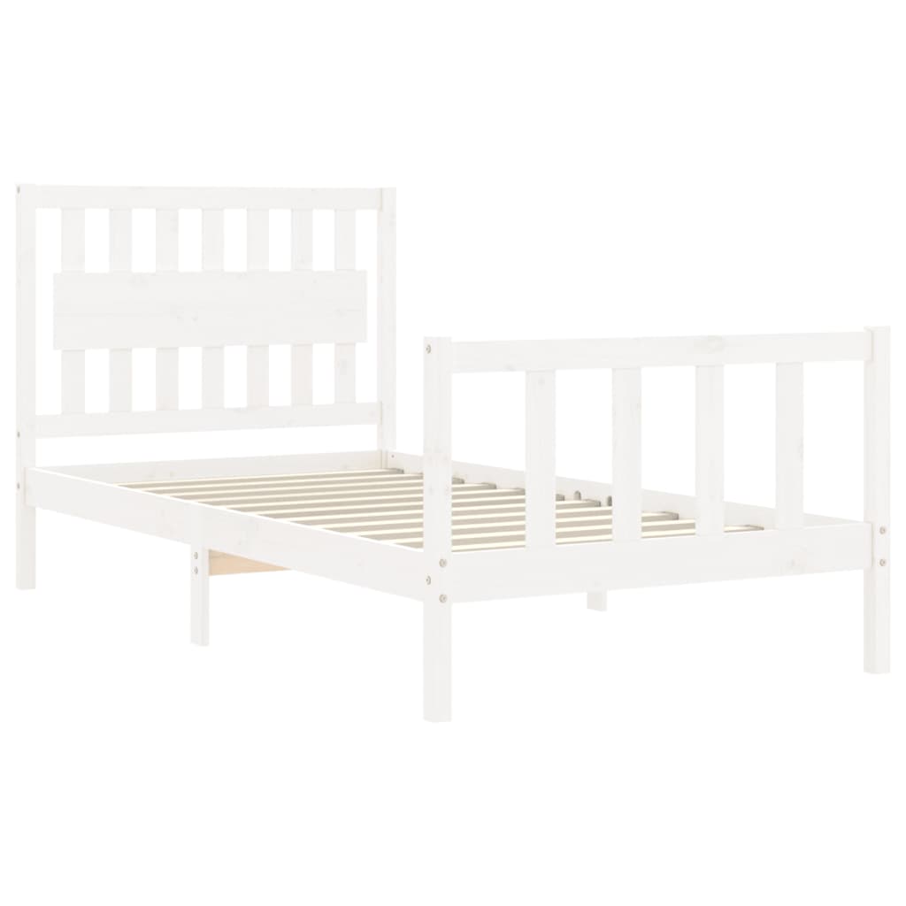 Estrutura de cama com cabeceira 100x200cm madeira maciça branco