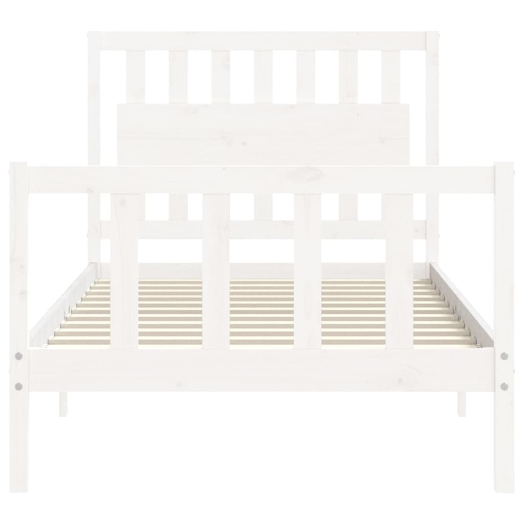 Estrutura de cama com cabeceira 100x200cm madeira maciça branco