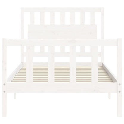 Estrutura de cama com cabeceira 100x200cm madeira maciça branco