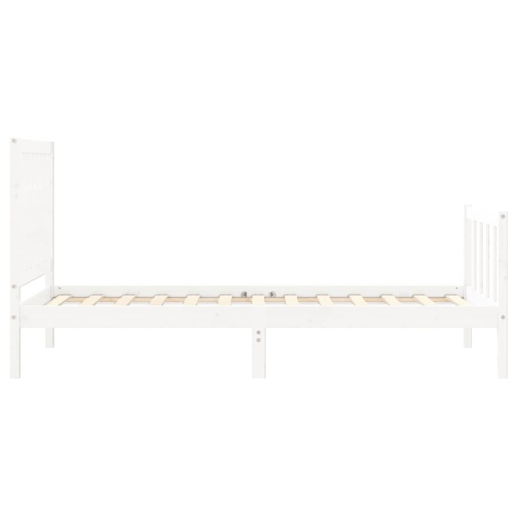 Estrutura de cama com cabeceira 100x200cm madeira maciça branco