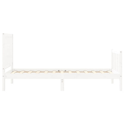 Estrutura de cama com cabeceira 100x200cm madeira maciça branco