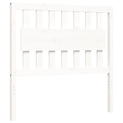 Estrutura de cama com cabeceira 100x200cm madeira maciça branco