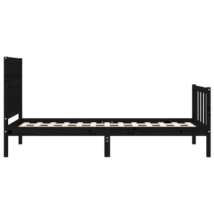 Estrutura de cama com cabeceira 100x200 cm madeira maciça preto