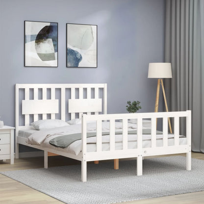 Estrutura de cama com cabeceira 120x200cm madeira maciça branco