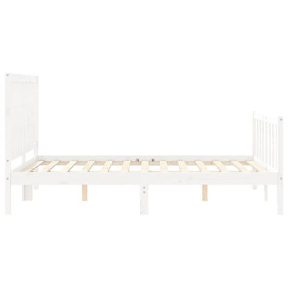 Estrutura de cama com cabeceira 120x200cm madeira maciça branco