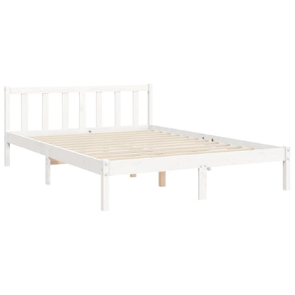 Estrutura de cama com cabeceira 120x200cm madeira maciça branco