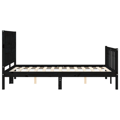 Estrutura de cama com cabeceira 120x200cm madeira maciçao preto