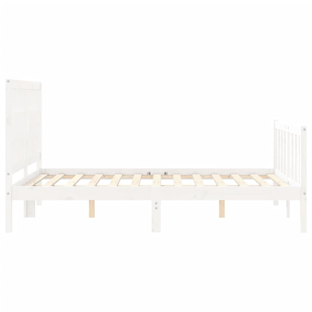 Estrutura de cama com cabeceira 140x200cm madeira maciça branco