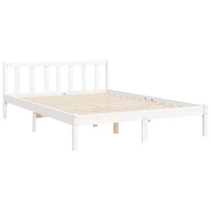 Estrutura de cama com cabeceira 140x200cm madeira maciça branco