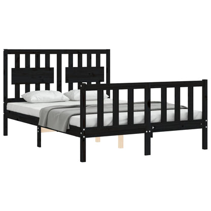 Estrutura de cama com cabeceira 140x200 cm madeira maciça preto