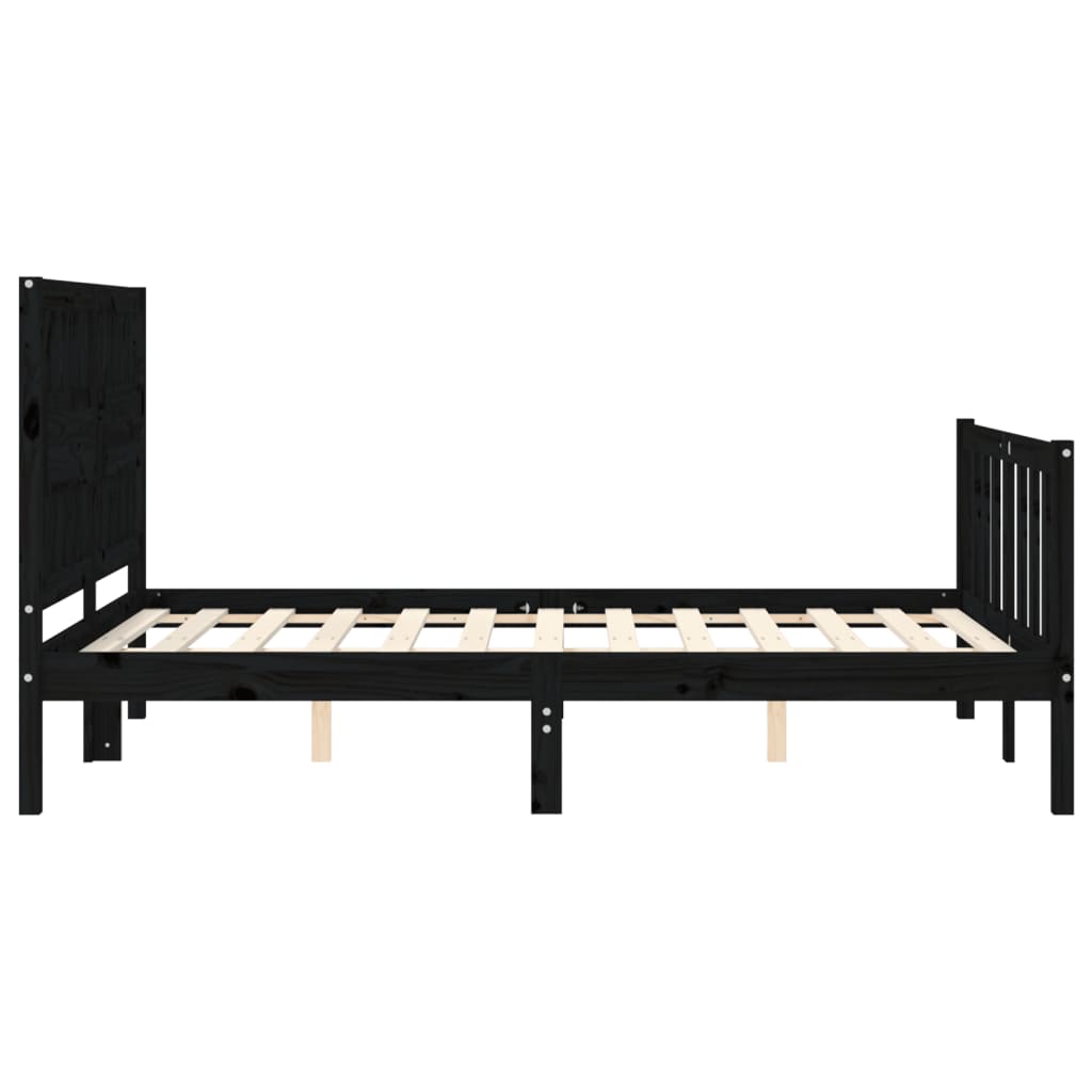 Estrutura de cama com cabeceira 140x200 cm madeira maciça preto