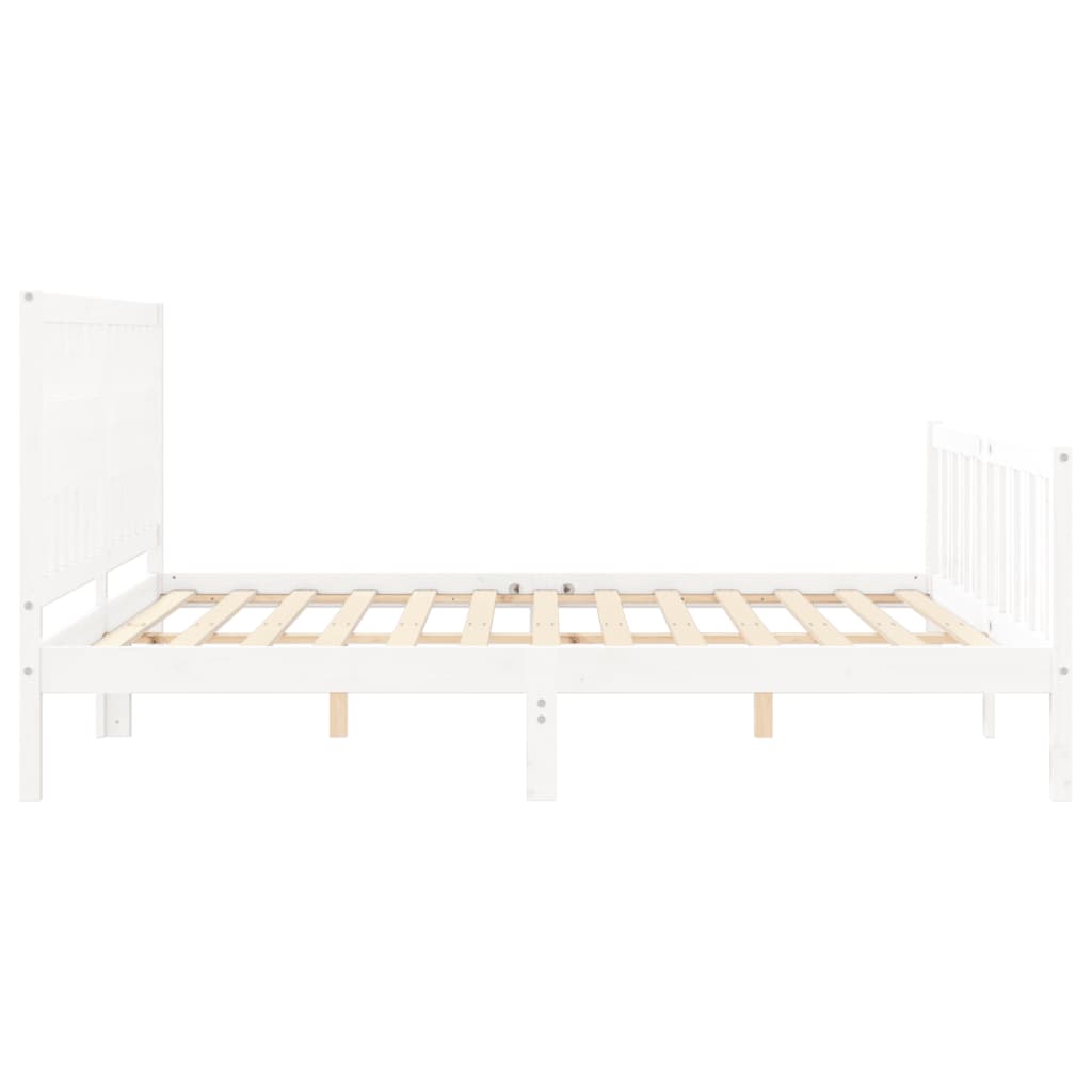 Estrutura cama Super King Size c/ cabeceira madeira branco