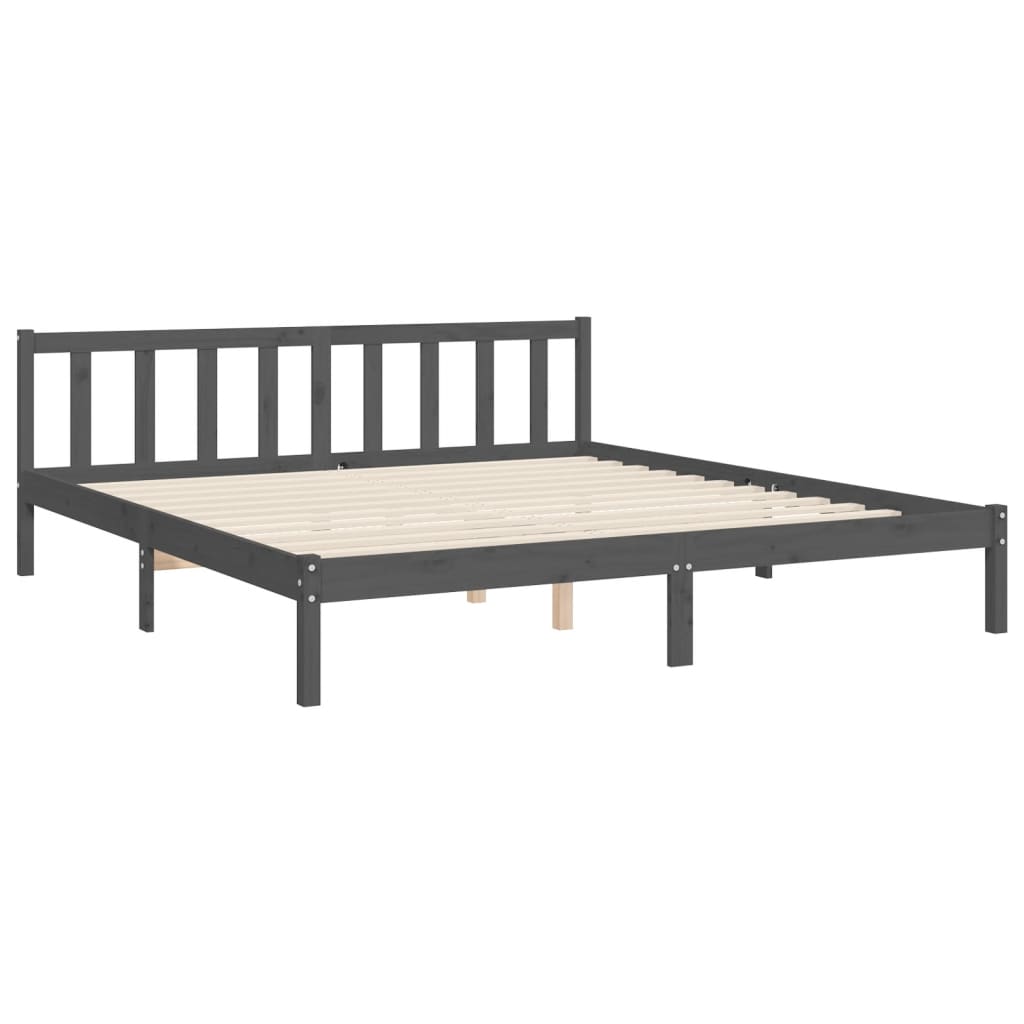 Estrutura cama Super King Size c/ cabeceira madeira cinzento