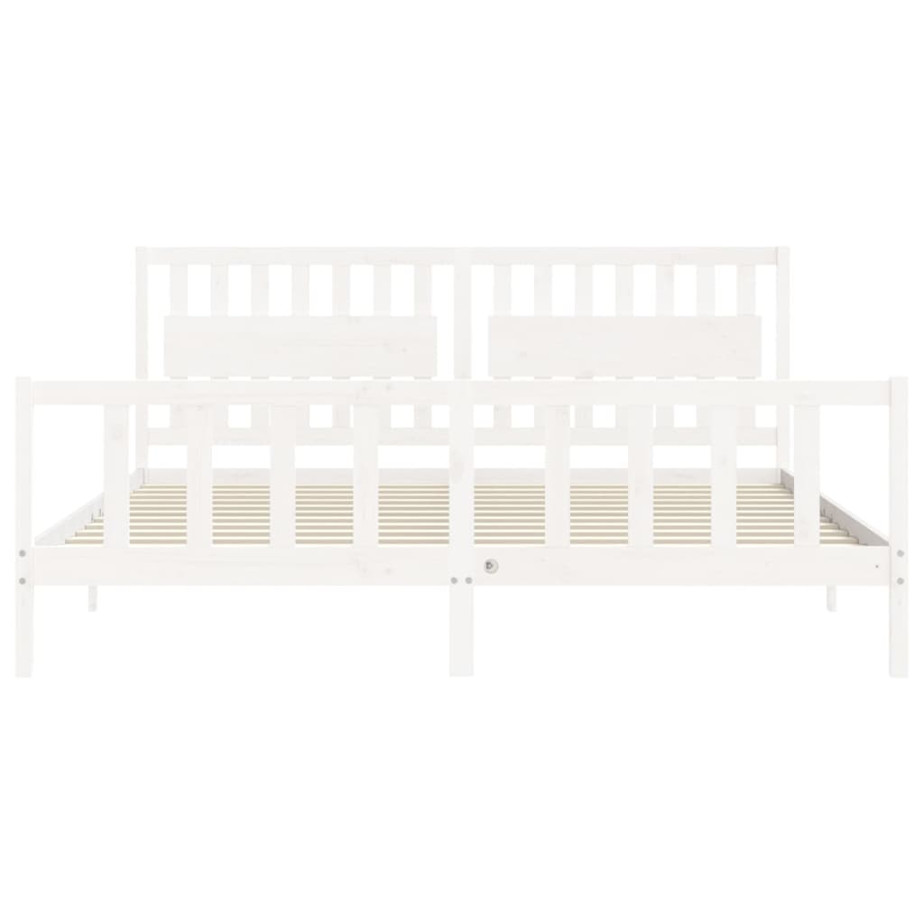 Estrutura de cama com cabeceira 200x200cm madeira maciça branco