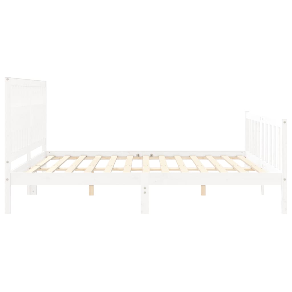 Estrutura de cama com cabeceira 200x200cm madeira maciça branco