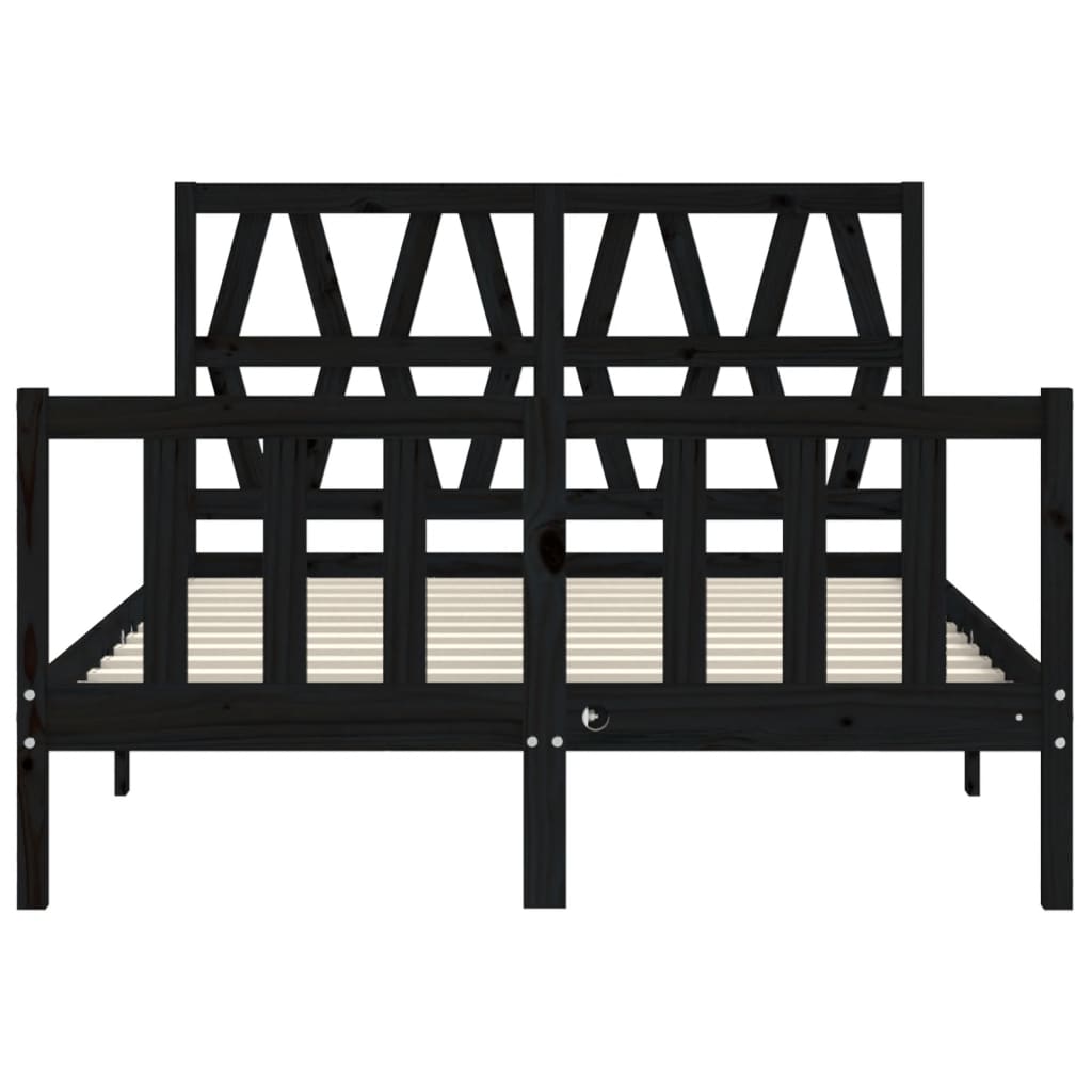 Estrutura de cama com cabeceira 140x190 cm madeira maciça preto