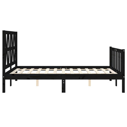 Estrutura de cama com cabeceira 140x190 cm madeira maciça preto