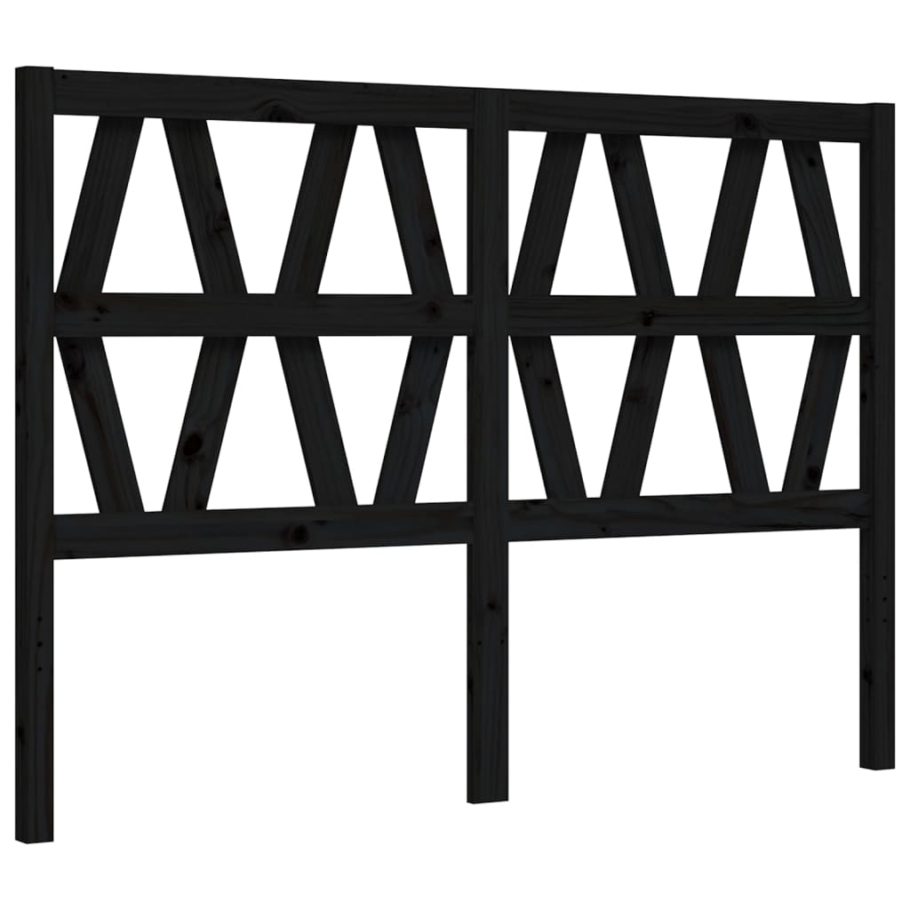 Estrutura de cama com cabeceira 140x190 cm madeira maciça preto