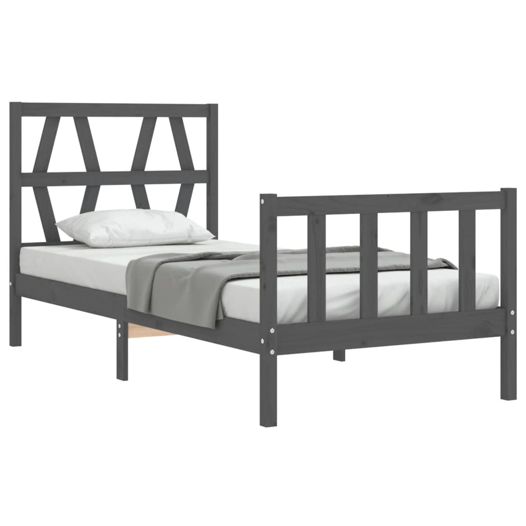 Estrutura de cama com cabeceira 90x200 cm madeira maciça preto