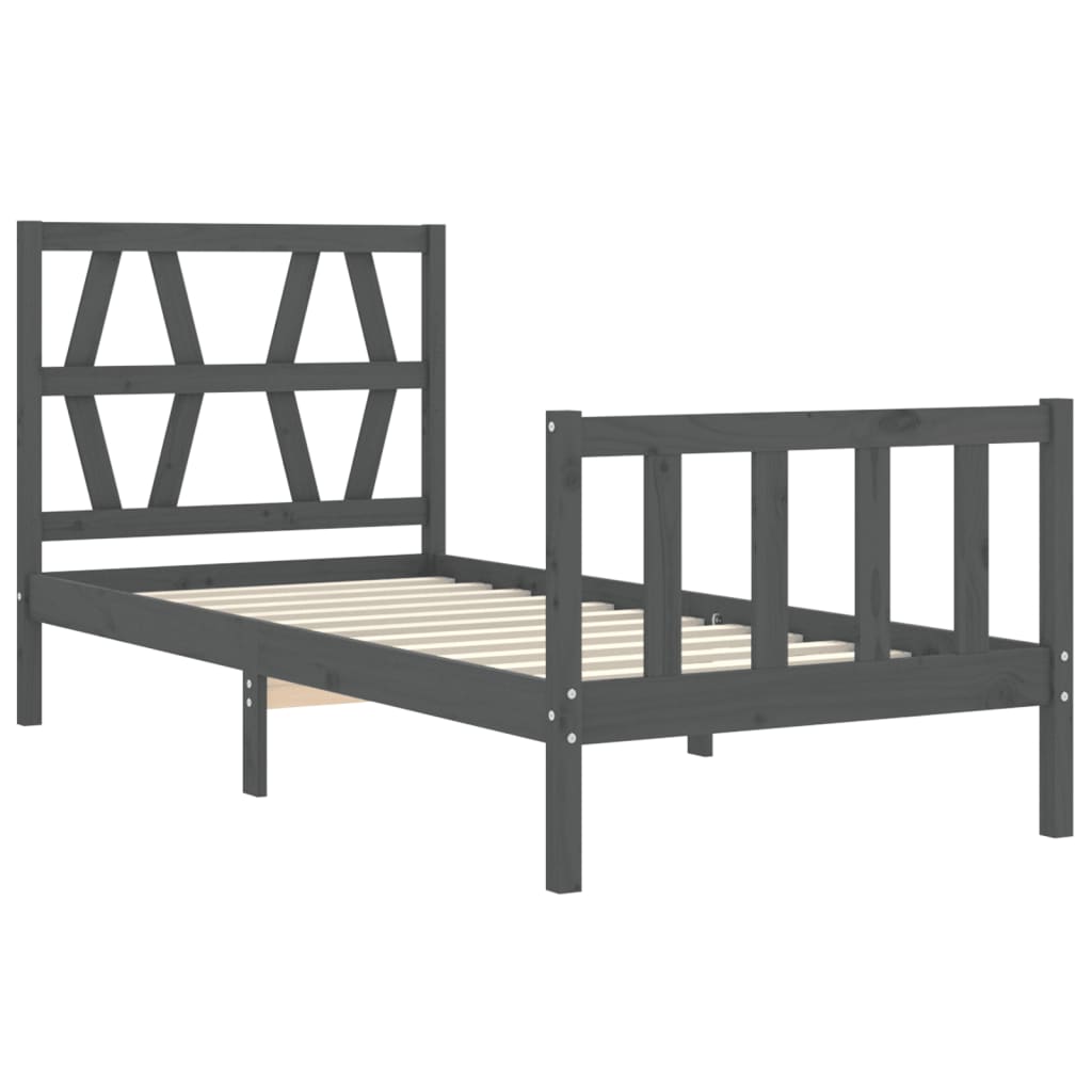 Estrutura de cama com cabeceira 90x200 cm madeira maciça preto