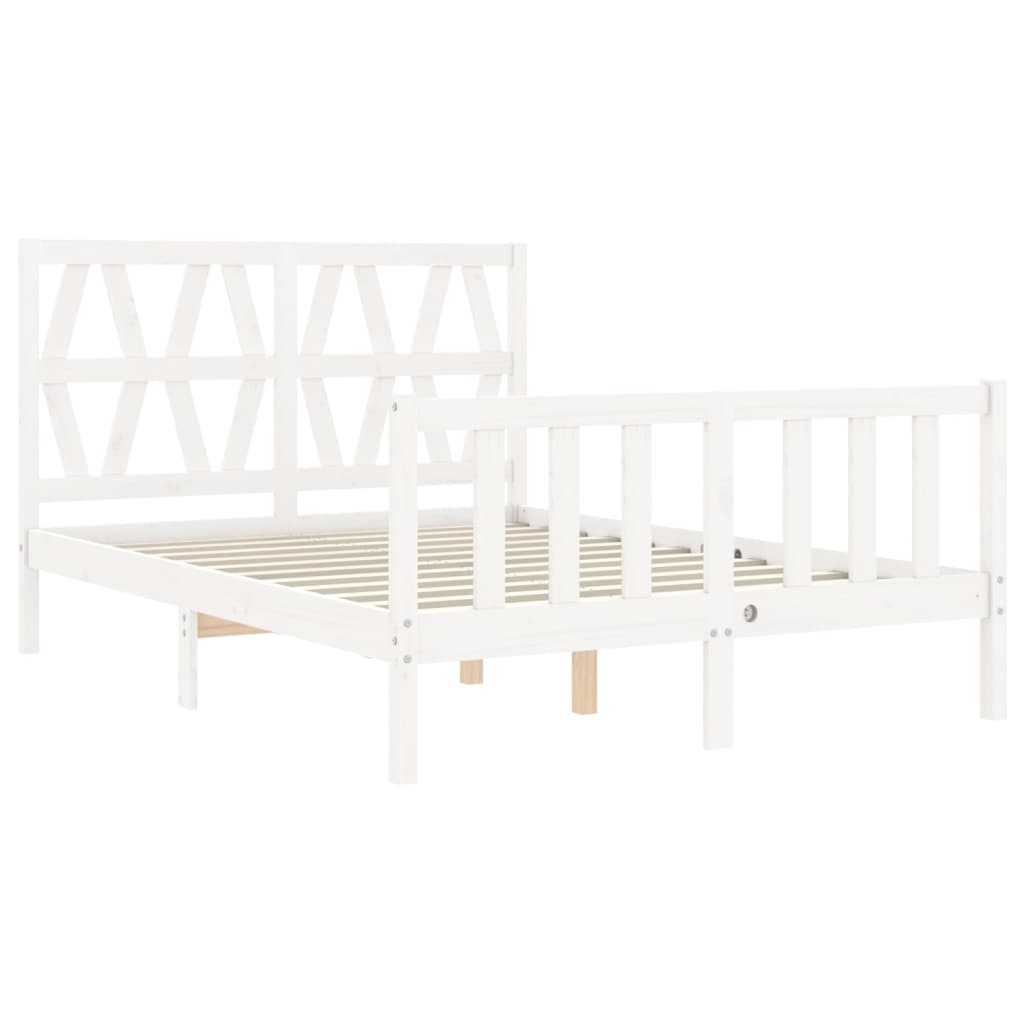 Estrutura de cama com cabeceira 120x200cm madeira maciça branco