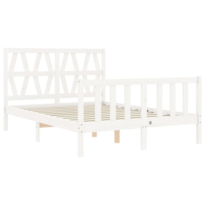 Estrutura de cama com cabeceira 120x200cm madeira maciça branco