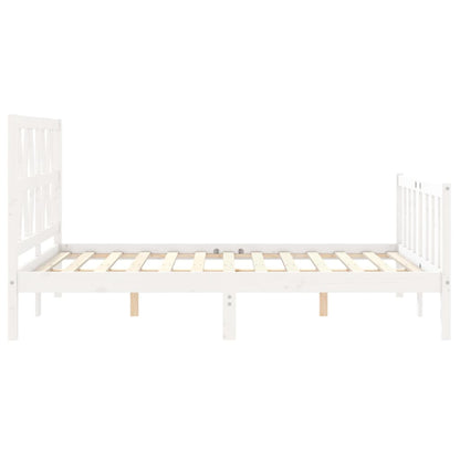 Estrutura de cama com cabeceira 120x200cm madeira maciça branco