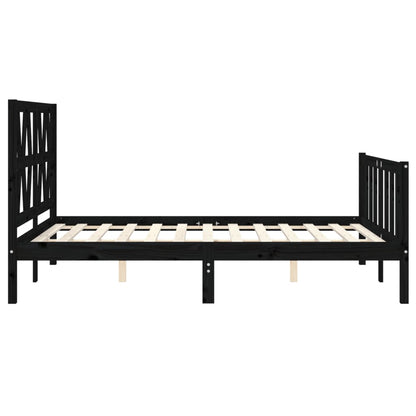 Estrutura de cama com cabeceira 120x200cm madeira maciçao preto