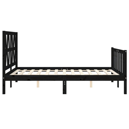 Estrutura de cama com cabeceira 140x200 cm madeira maciça preto