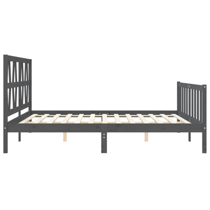 Estrutura de cama com cabeceira 200x200 cm madeira maciça cinza