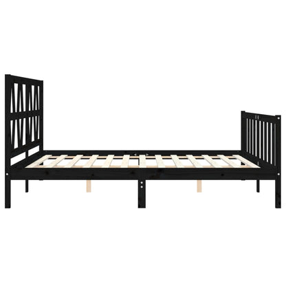 Estrutura de cama com cabeceira 200x200 cm madeira maciça preto