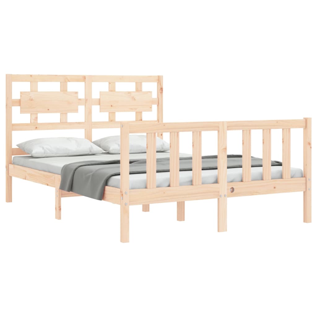 Estrutura de cama com cabeceira 140x190 cm madeira maciça