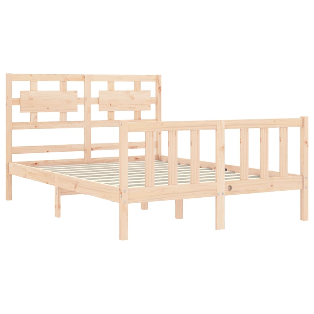 Estrutura de cama com cabeceira 140x190 cm madeira maciça