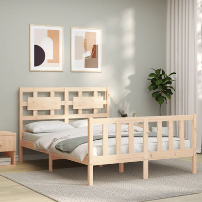 Estrutura de cama com cabeceira 140x190 cm madeira maciça