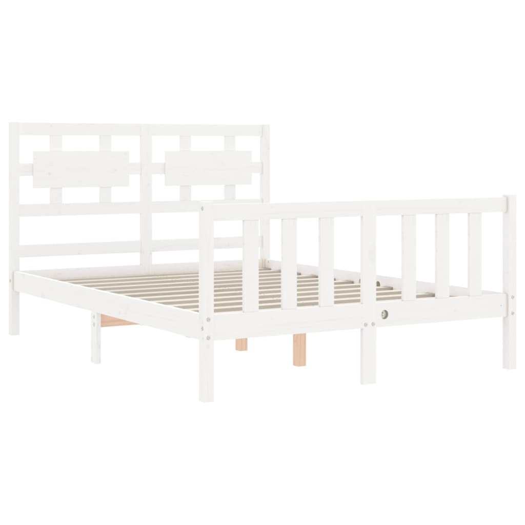 Estrutura de cama com cabeceira 140x190cm madeira maciça branco