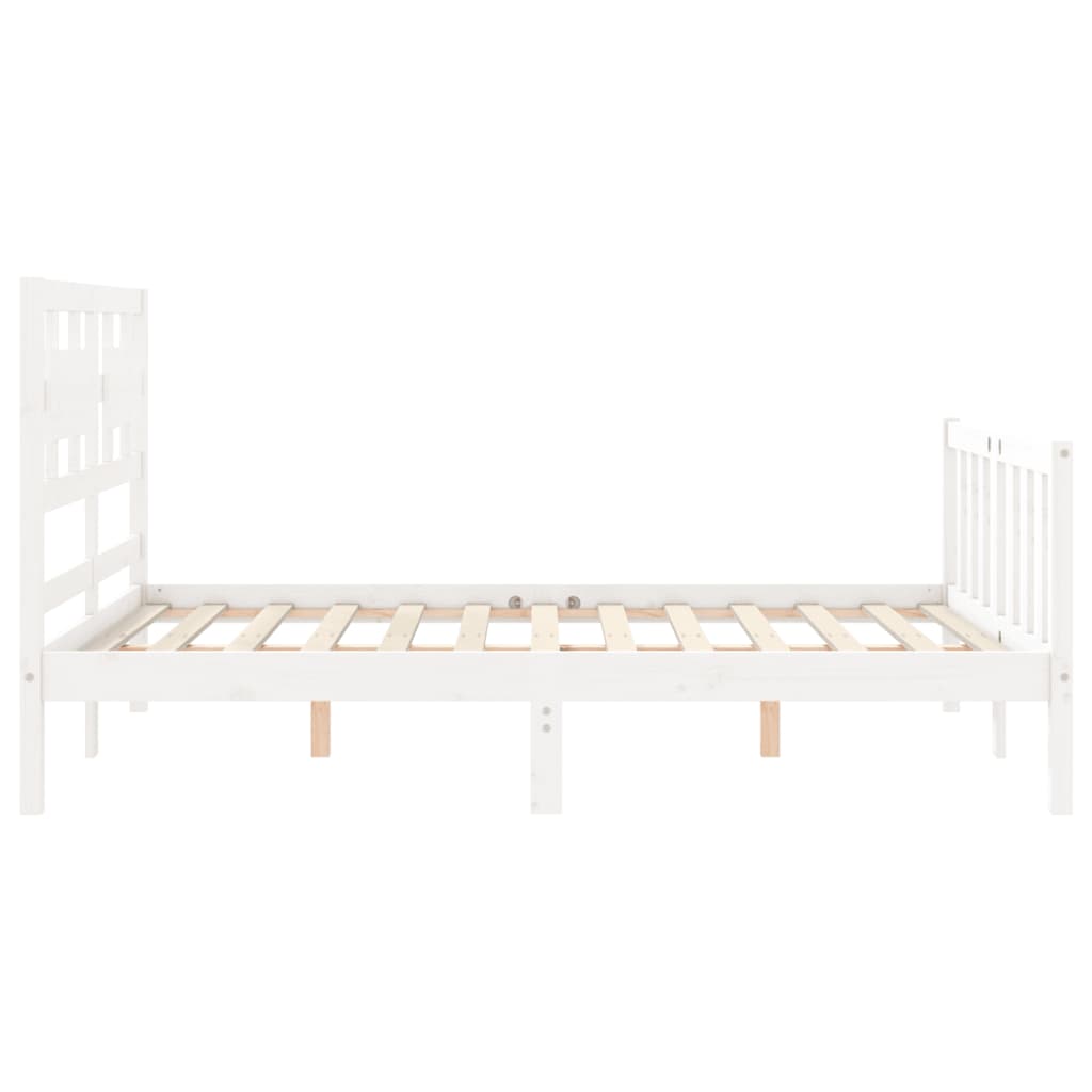 Estrutura de cama com cabeceira 140x190cm madeira maciça branco