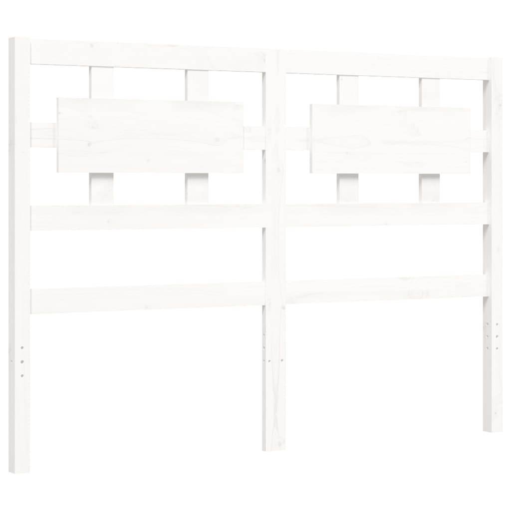 Estrutura de cama com cabeceira 140x190cm madeira maciça branco