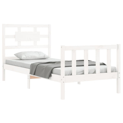 Estrutura de cama com cabeceira 100x200cm madeira maciça branco