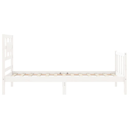 Estrutura de cama com cabeceira 100x200cm madeira maciça branco