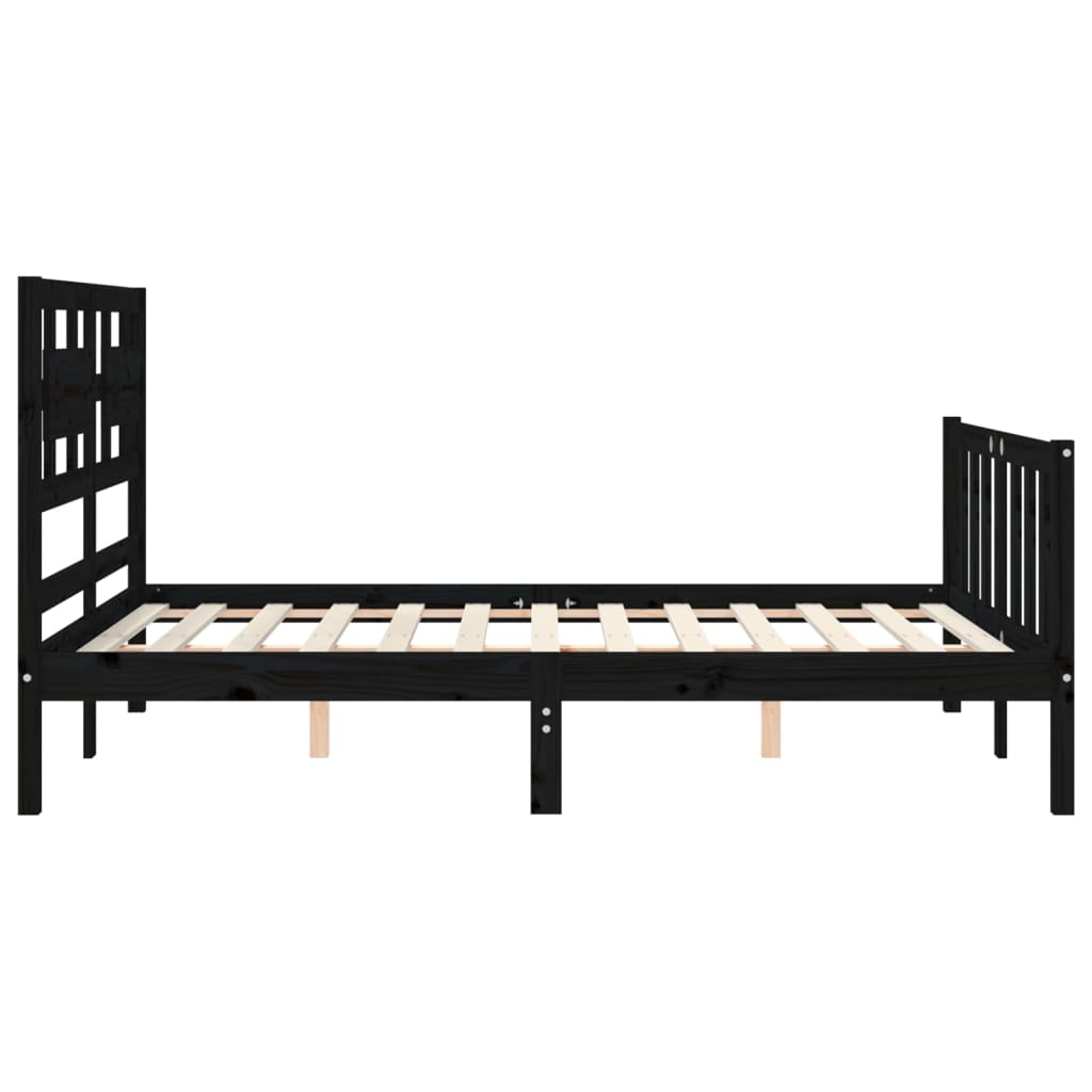 Estrutura de cama com cabeceira 140x200 cm madeira maciça preto