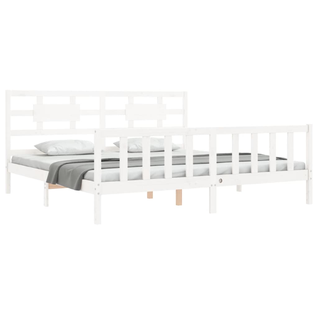 Estrutura cama Super King Size c/ cabeceira madeira branco