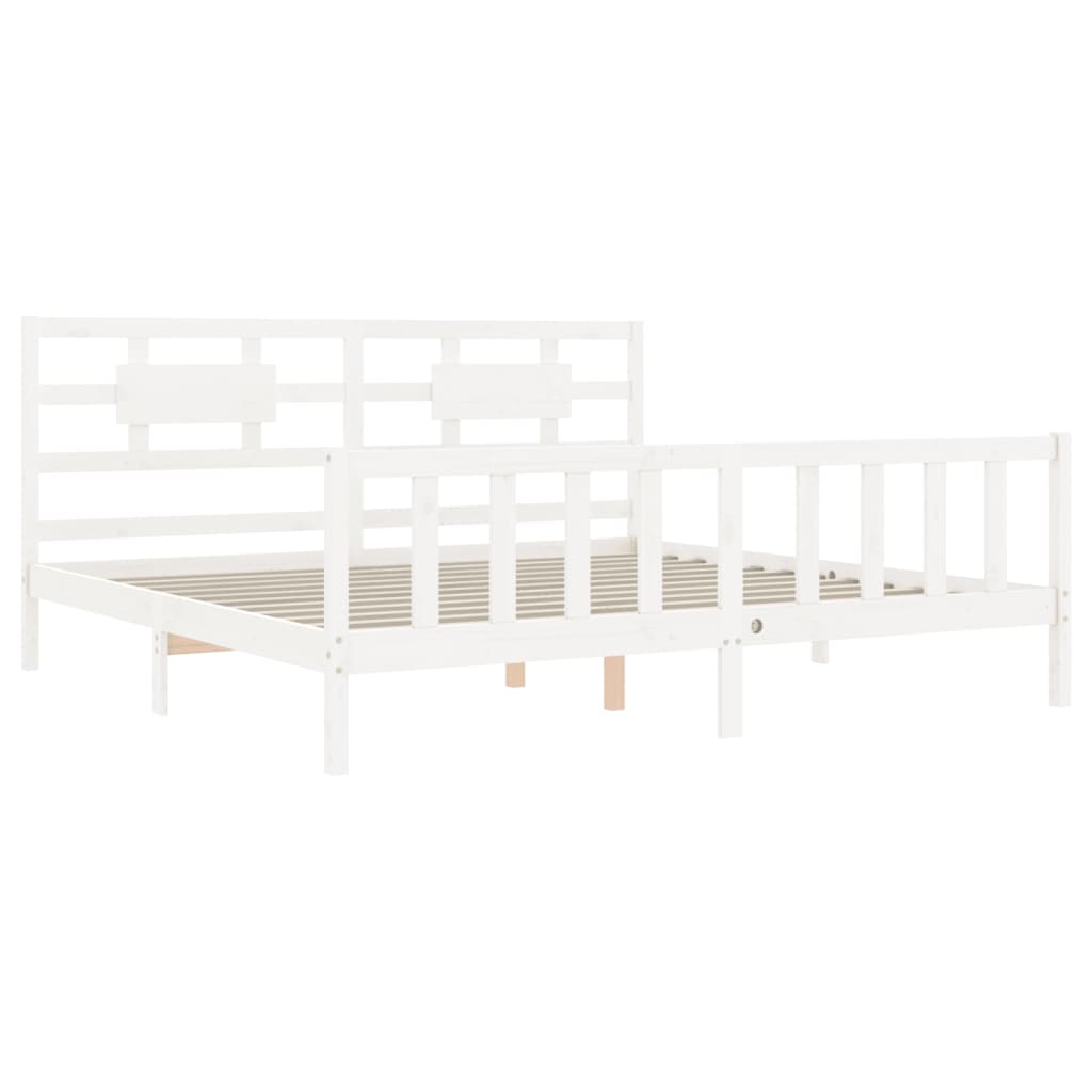 Estrutura cama Super King Size c/ cabeceira madeira branco