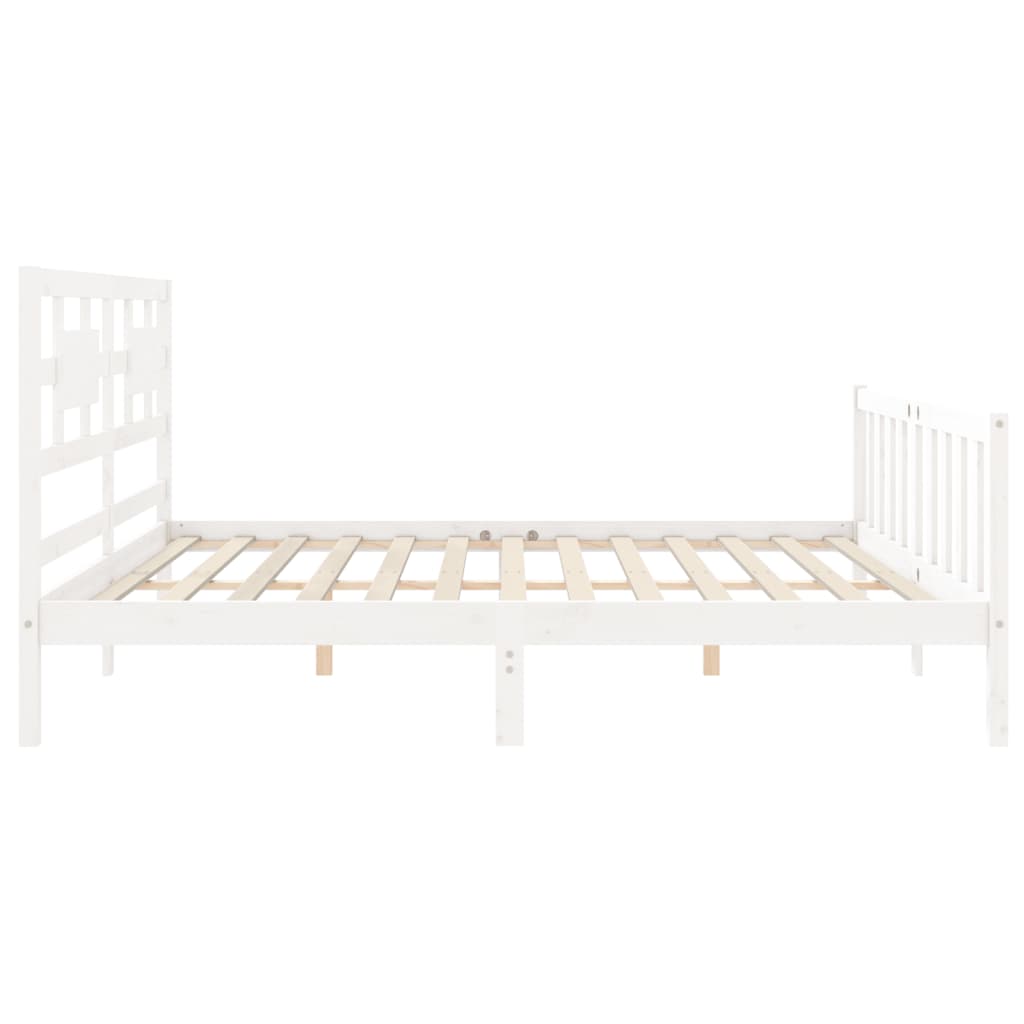 Estrutura cama Super King Size c/ cabeceira madeira branco